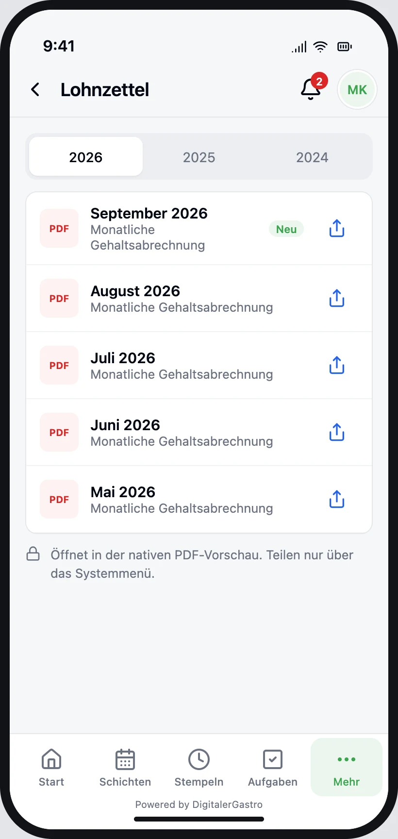 Companyapp: Lohnzettel und Dokumente im Überblick